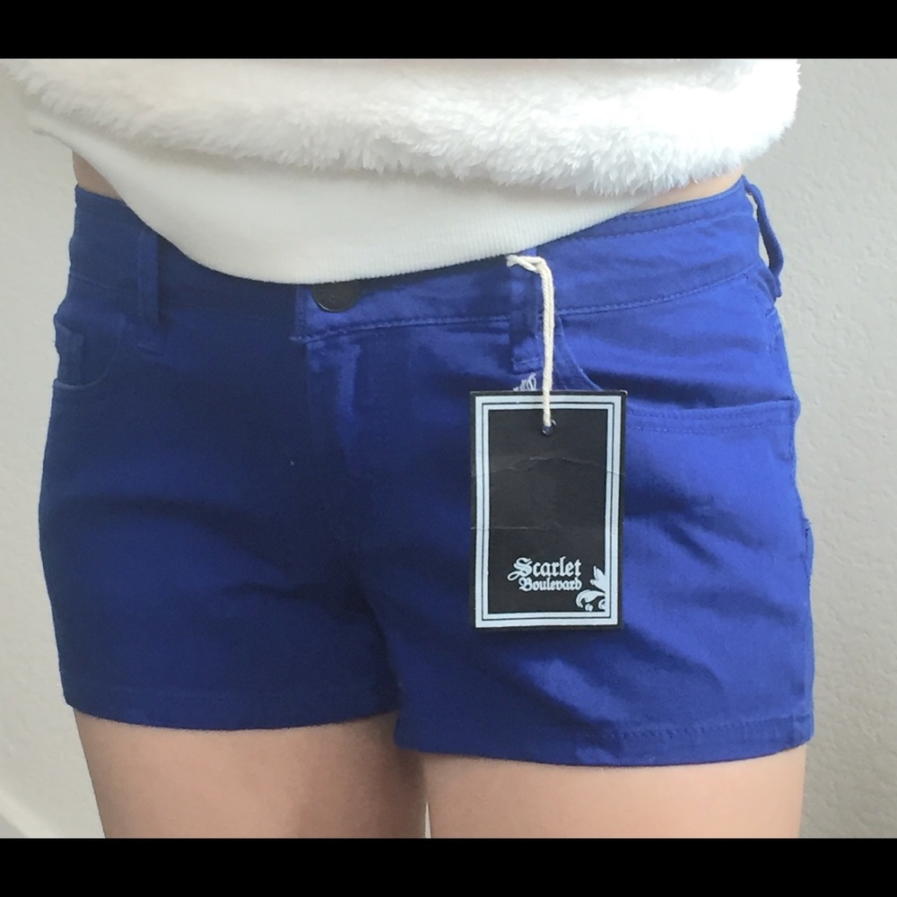 NWT Blue Cotton Spandex Blend Short Shorts